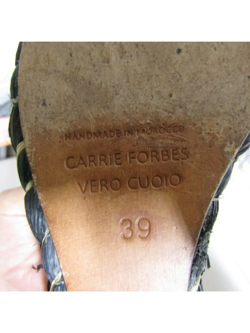 CARRIE FORBES Platform Wedge Sandals Espadrilles Raffia Black EU 39 US 8-8.5